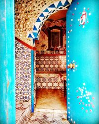 Closed door of building