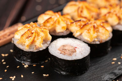 Close-up of food on table