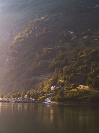 Scenic view of sea against mountain