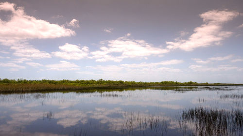 Scenic view of lake against sky