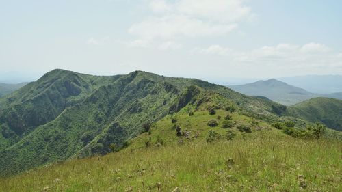 Scenic view of mountains against sky