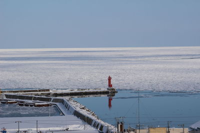 Scenic view of sea against clear sky