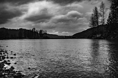 Scenic view of lake against sky