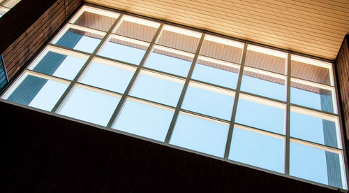 Low angle view of skylight in building