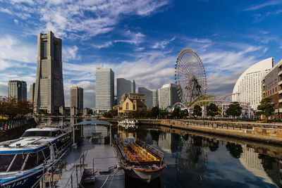 Panoramic shot of modern buildings against sky