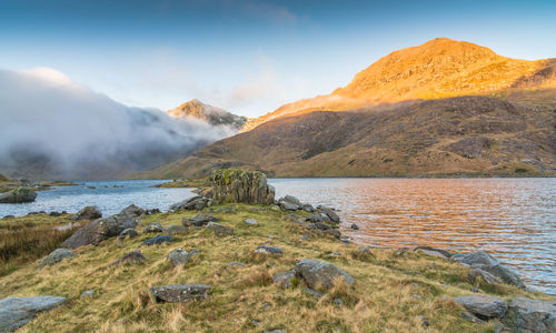 Scenic view of lake against sky