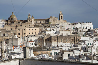 High angle view of cityscape against clear sky