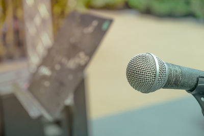 Close-up of telephone booth