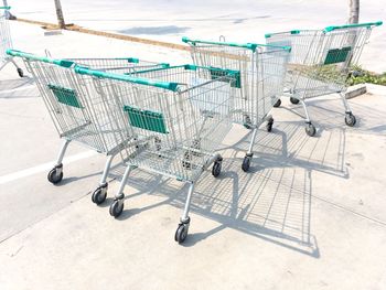 Empty shopping carts on footpath