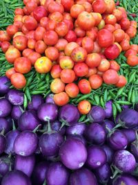 High angle view of fruits for sale at market stall