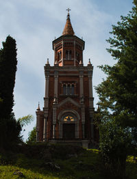 Low angle view of temple against building