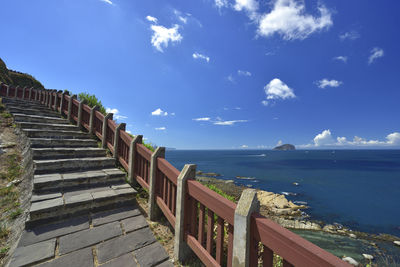 Scenic view of sea against blue sky