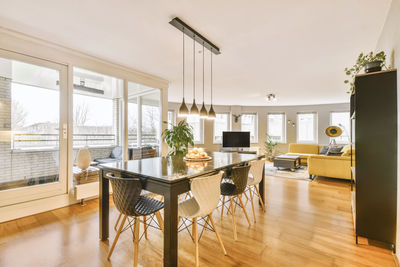 Interior of dining room in apartment