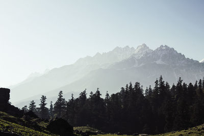 Scenic view of mountains against clear sky