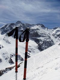 Winter ski tour on a snowy mountain in the alps