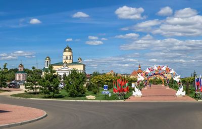 Alexander nevsky park and tighina fortress in bender, transnistria or moldova, on a sunny summer day