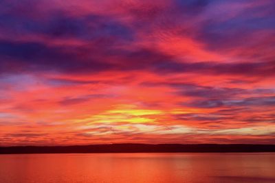 Dramatic sky over calm lake