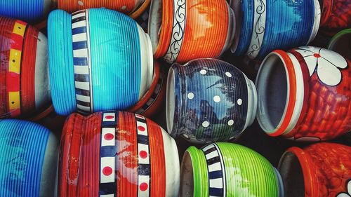 Full frame shot of colorful pottery