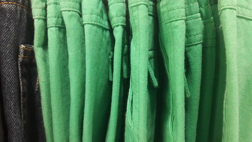 Full frame shot of green fabric for sale