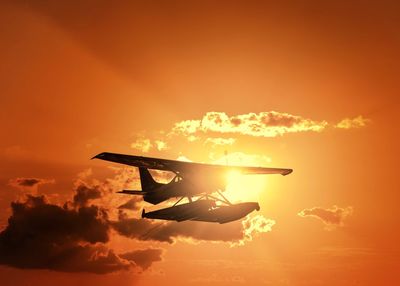 Low angle view of back lit seaplane