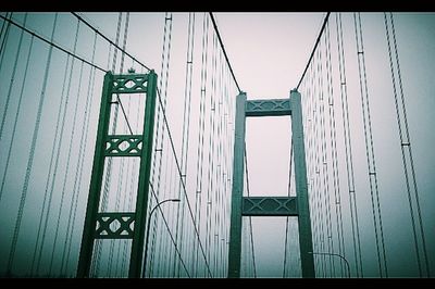 Low angle view of suspension bridge