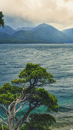 Scenic view of lake against sky