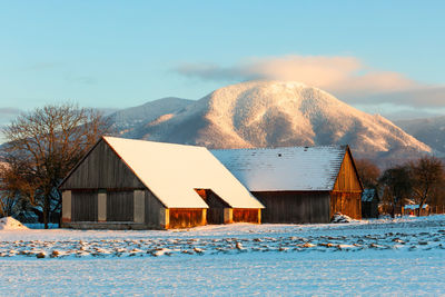 Traditional barns in turiec region in central slovakia.