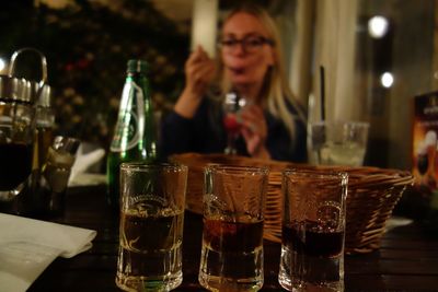 Glass of wine glasses on table