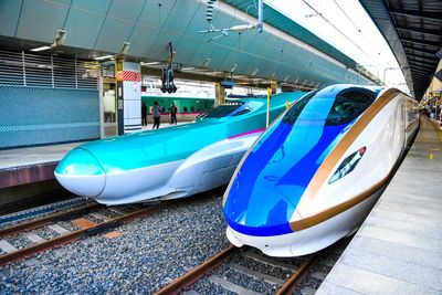 Train on railroad station platform