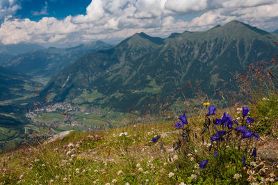 Scenic view of mountains against sky