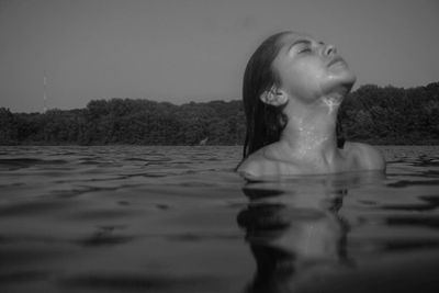 Portrait of woman in swimming pool