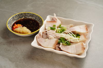 Close-up of food in plate on table