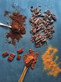 High angle view of food on table