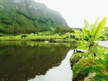 Scenic view of lake against sky