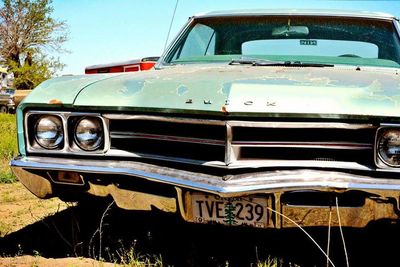 Vintage car on road