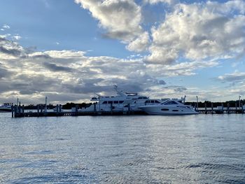 View of boats in marina