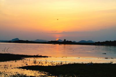 Scenic view of sea during sunset