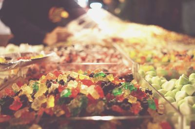 Close-up of gummi bears at store