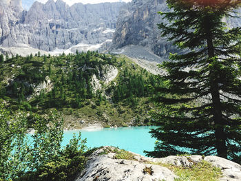 Scenic view of lake and mountains