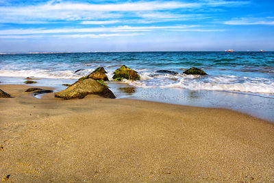 Scenic view of beach against sky