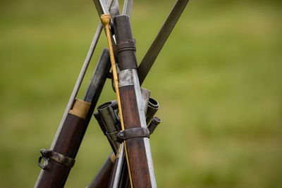 Close-up of rifles