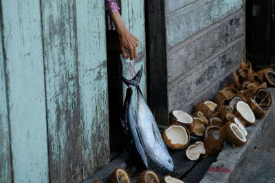 Midsection of woman holding food