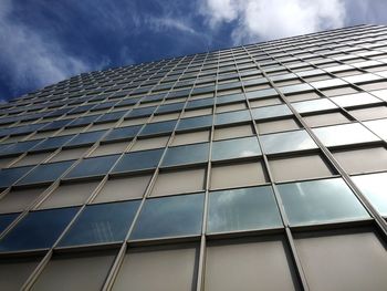 Low angle view of modern building against sky