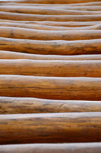 Array of frost coated wooden logs
