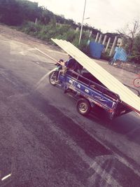 High angle view of cars on road