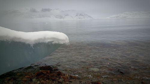 Scenic view of frozen sea against sky