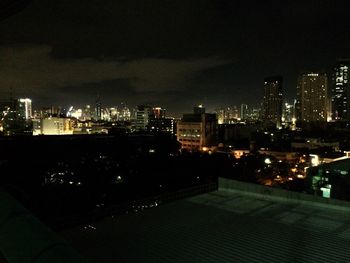 Illuminated cityscape at night