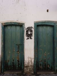 Closed door of old building