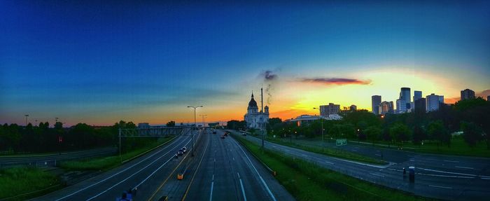 View of road at sunset