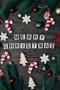 High angle view of christmas decorations on table